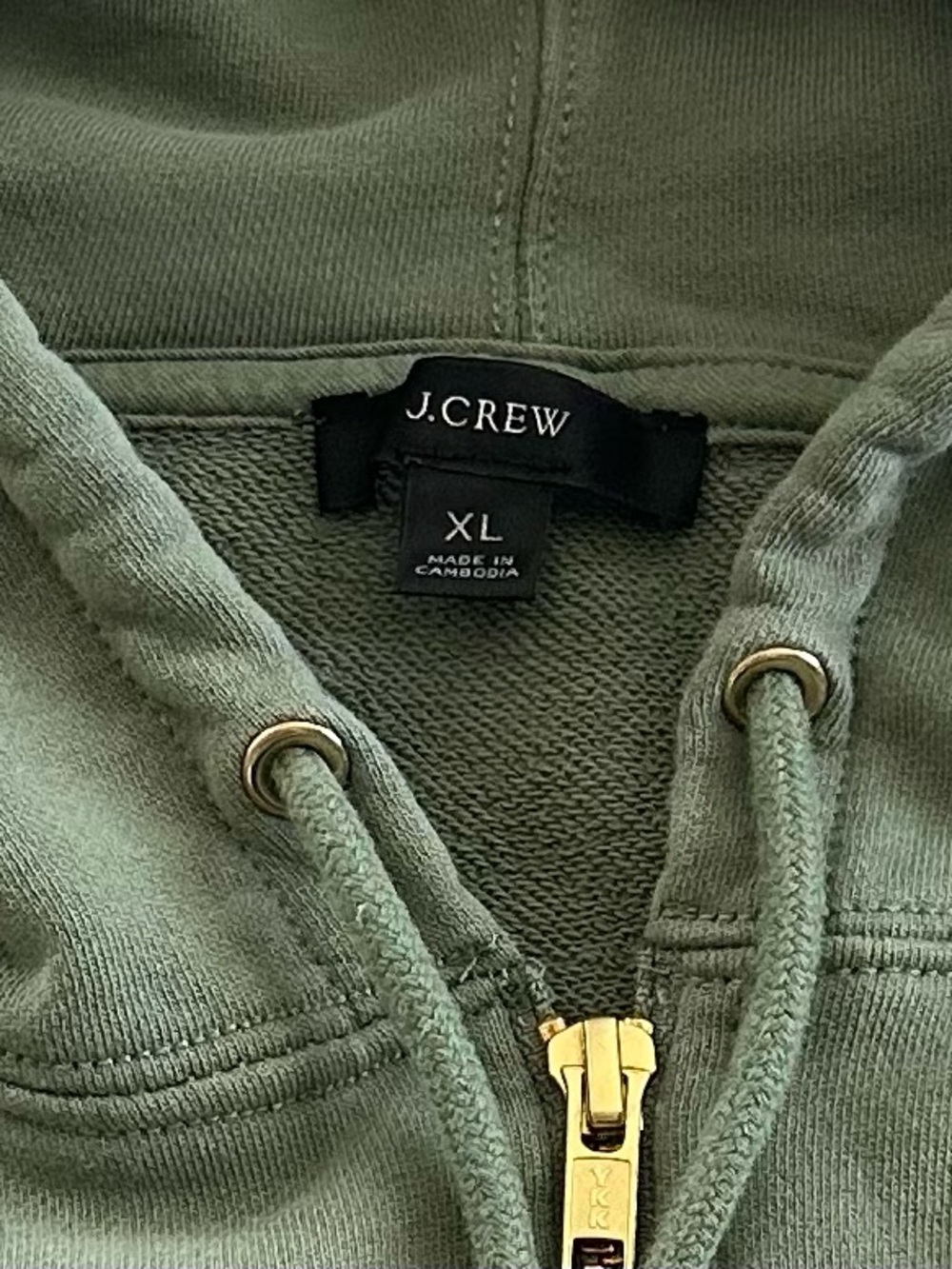 J.Crew University Terry Zip-Up Hoodie with Logo Embroidery in Pale Cypress | XL - Picture 4 of 13